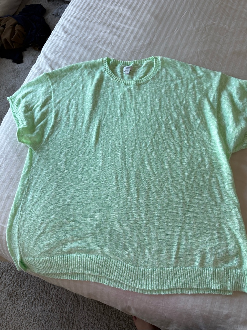 J. Crew Factory Mint Green Short-Sleeve Crewneck Sweater